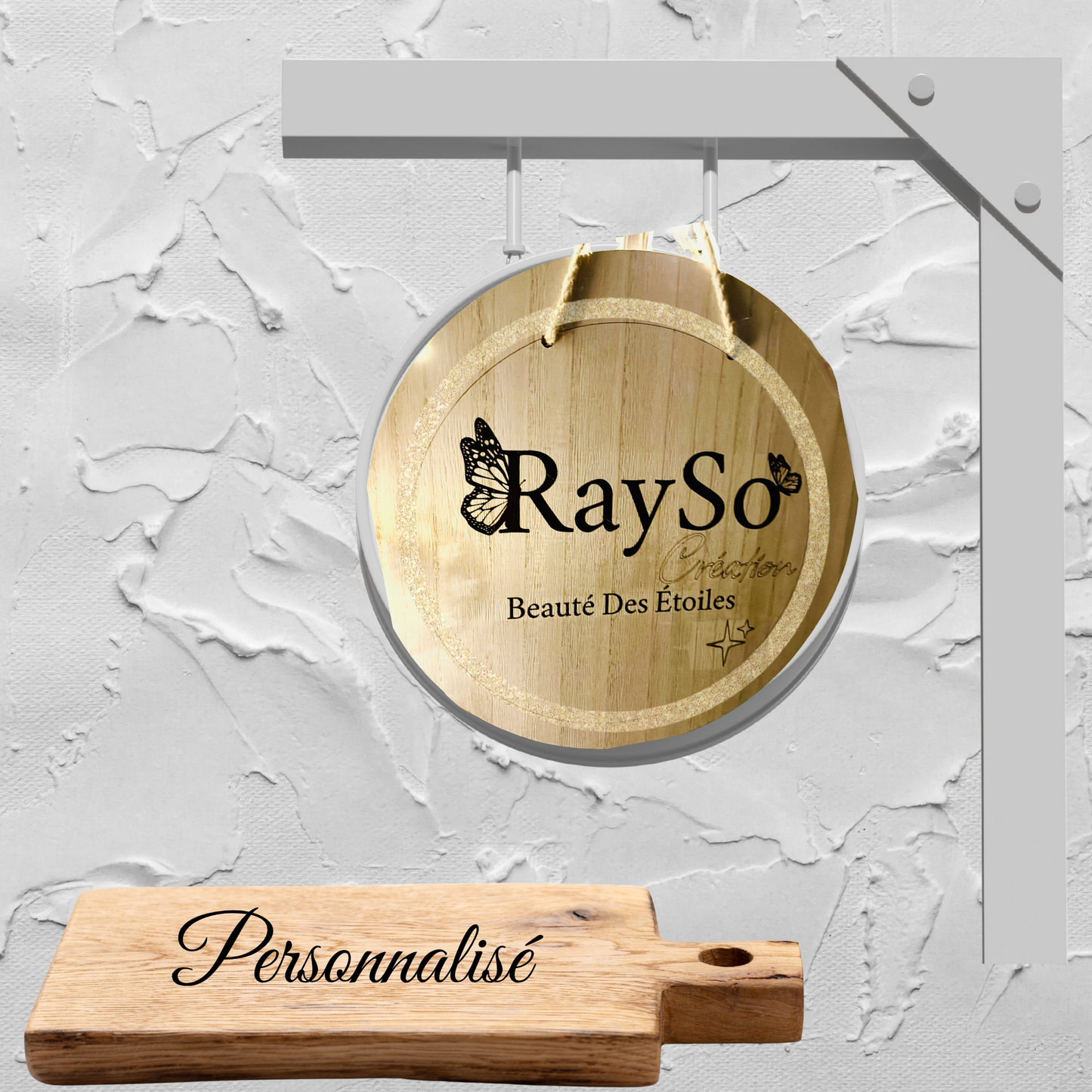 Enseigne en bois gravée personnalisée RaySo